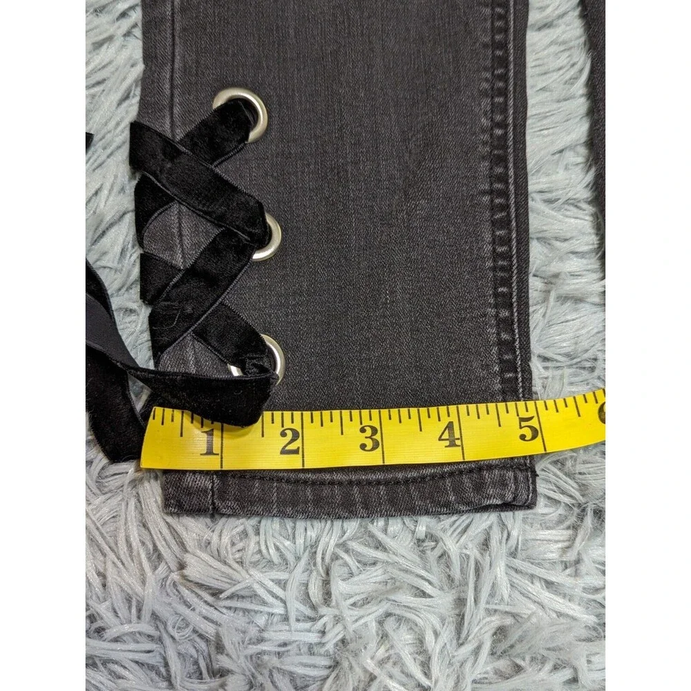 Kensie‎ Jeans Skinny Womens Size 4/27 4 Velvet Tie Off Cuffs Black 25 inseam